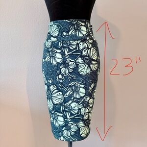 LuLaRoe Blue and Green Floral Pencil Skirt